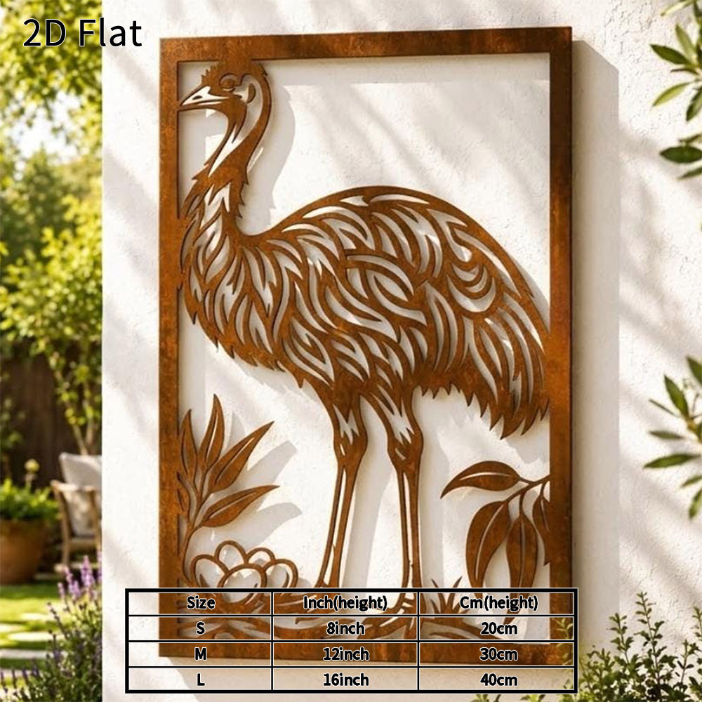 TEMU 2d Flat, 1pc Emu Metal Wall Art 2d Flat Rustic Metal Sign Durable Weatherproof Wall Decor For Garden Patio Farmhouse Home Decoration Unique