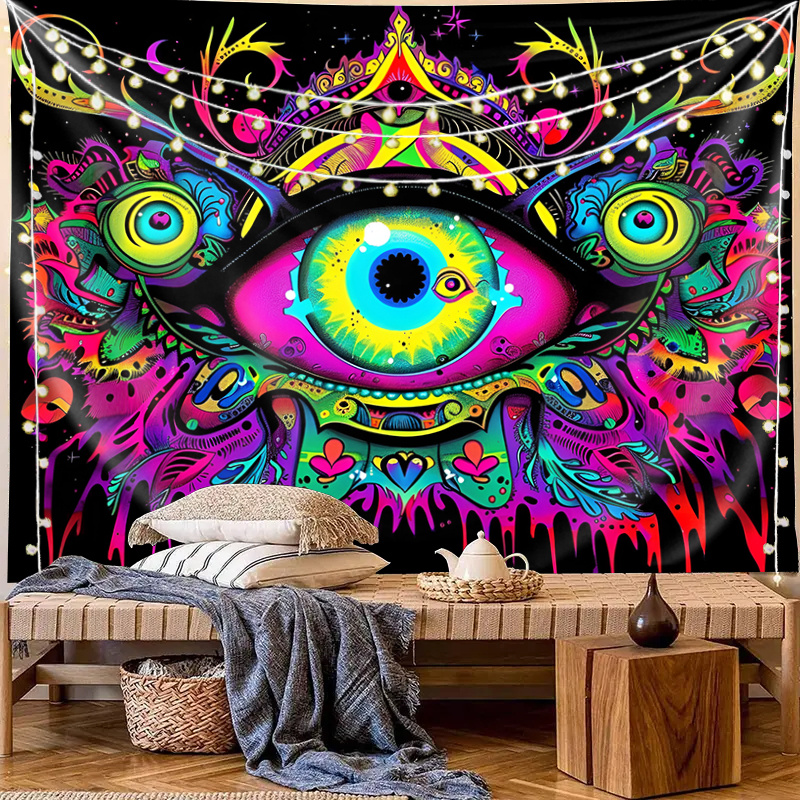 Psychedelic Wall Tapestry, 100% Polyester Knit Fabric, 85g/㎡, Fantasy  Graphic Theme, Indoor Decor for Bedroom, Living Room, Office