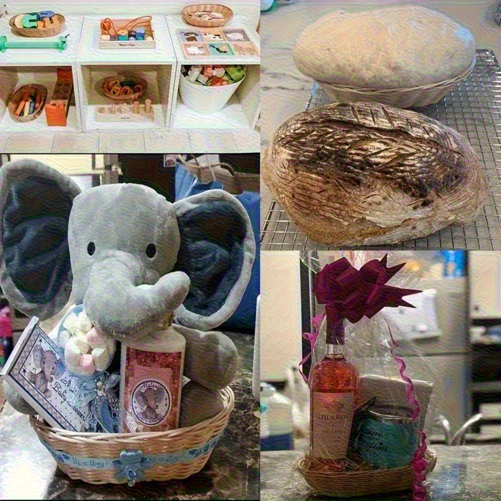 4pcs oval baskets, medium kitchen gift baskets, Christmas gifts, ornaments display, storage of bread, fruits, vegetables, baskets., Shelf Baskets