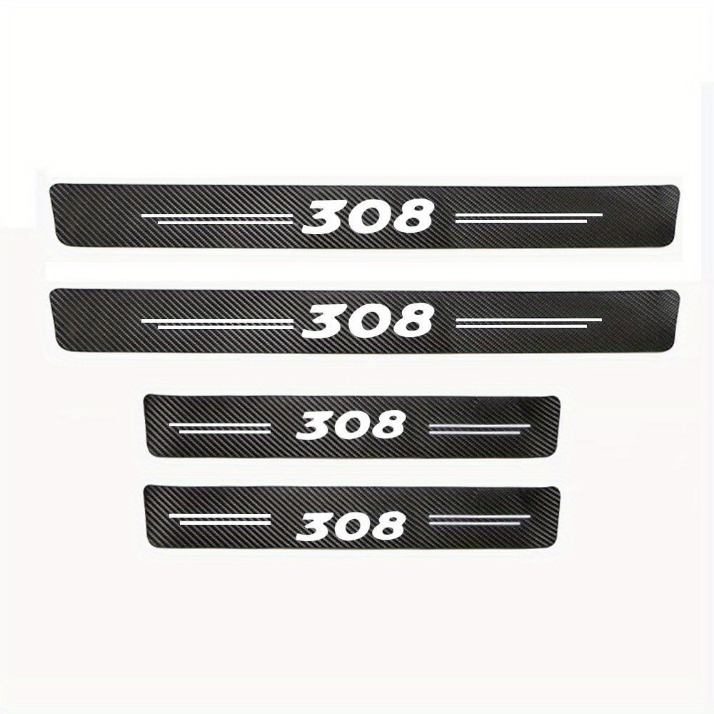 TEMU 4pcs Bandes de seuil de porte en fibre de pour - Décor de -pieds tendance, pour accessoires de voiture, exposées sur -pieds, accessoires