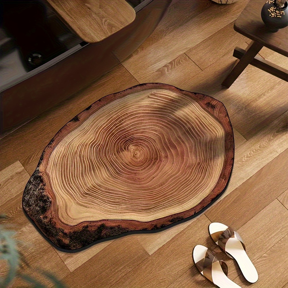 Image of 1pc Natural Wood Grain Bathroom Non-slip Mat, Soft Diatomite Material Floor Mat, 1000g Per , Machine Washable Mat, Suitable For Bathroom, Restroom, Room Entrance, And Other Home Decor