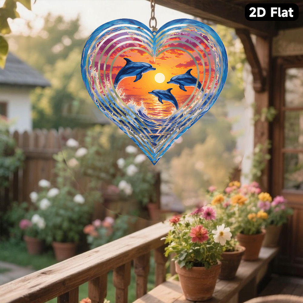 E-shop 2D Flach, 1 Stück Bohemian Metall Windspiel mit Delfin-Windspiel - Eisen Ozean-Thema Beruhigender Klang Windspiel für & Weihnachtsstranddeko,