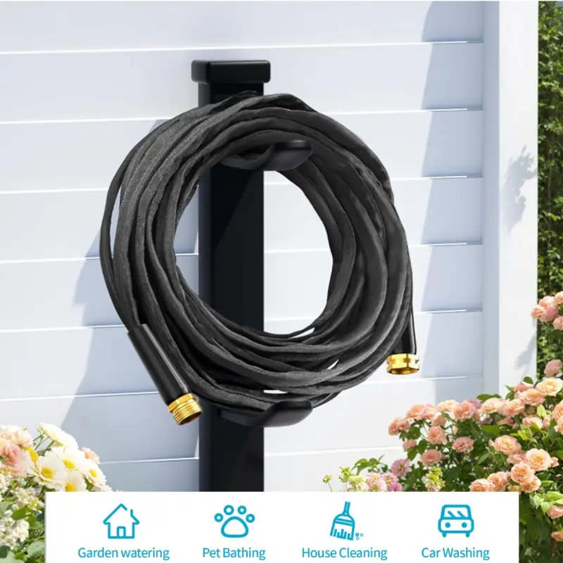 100 heavy duty garden hose non extended with high pressure sprinkler fittings leak proof design durable rubber material thread ideal for gardening cleaning forestry 100 kit Product details 1