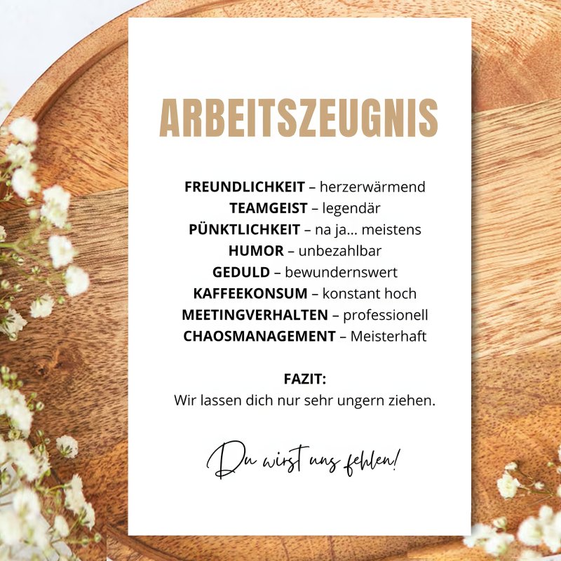 1 Humorous German Goodbye Card With An Envelope, Ideal For Job Transitions, Retirement, Or Internships. A Great Gift For , , Spouses, Colleagues, Or Bosses