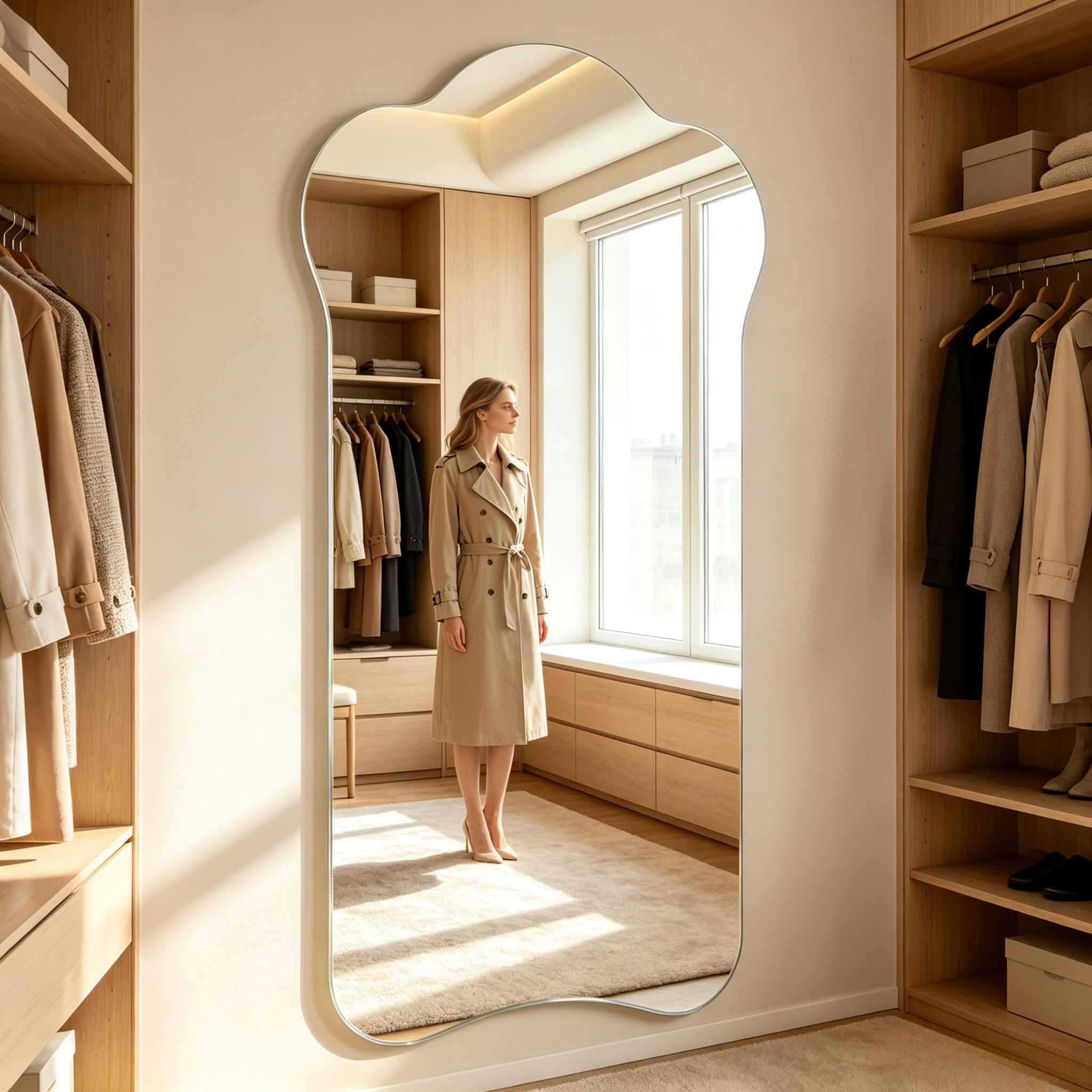 Acrylic Irregular Full-Length Wall-Mounted Decorative Mirror