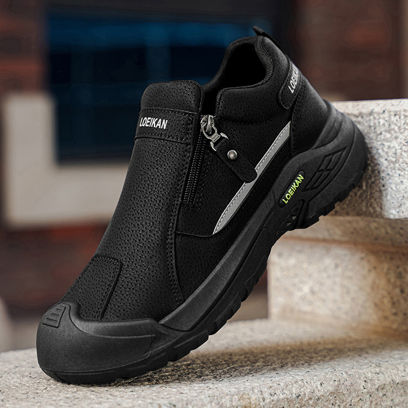 TEMU Loeikan 2026 ' Shoes, Side Zipper Slip-on Walking Shoes, Thick Sole Anti-slip Foot Care Casual Shoes, Lazy Commute Work Shoes, Comfortable