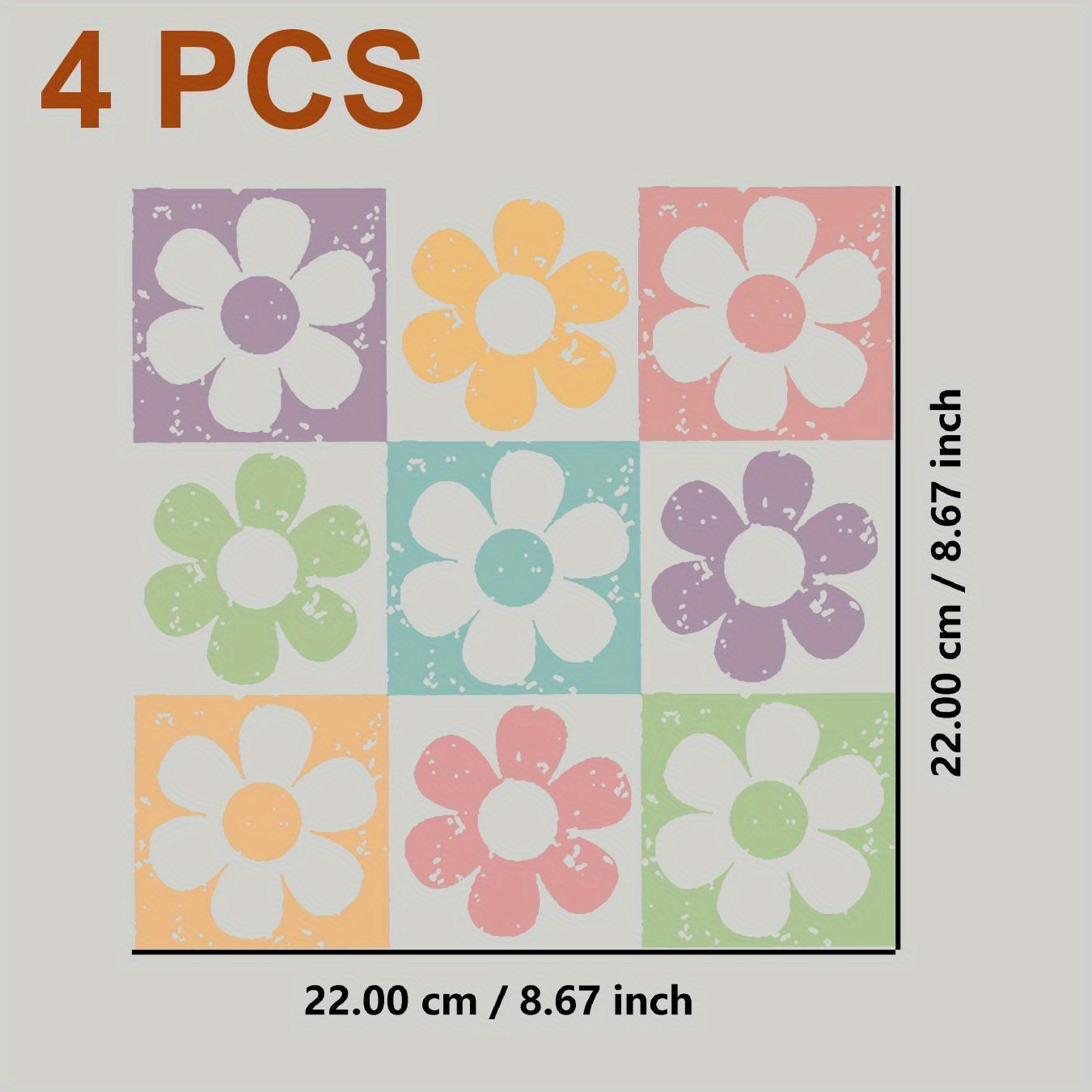 TEMU paquete contiene 4 hojas de 9 rejillas de pegatinas térmicas florales - Adecuado para transferencias termoadhesivas de almohadas, bolsas de lona