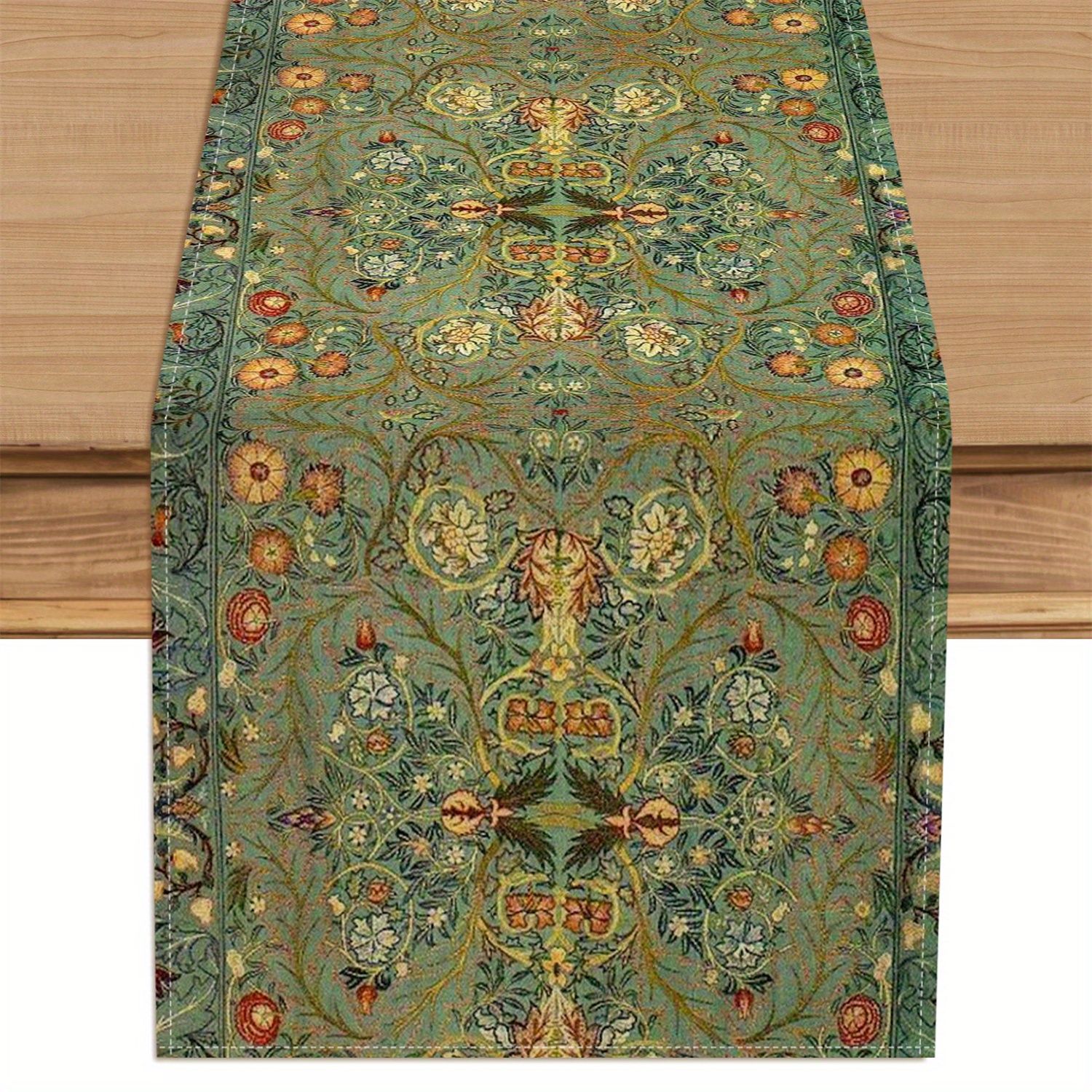 TEMU 1pc Vintage Leaf Vine Floral Table Runner, Suitable For Date Night Dinner Home Decor
