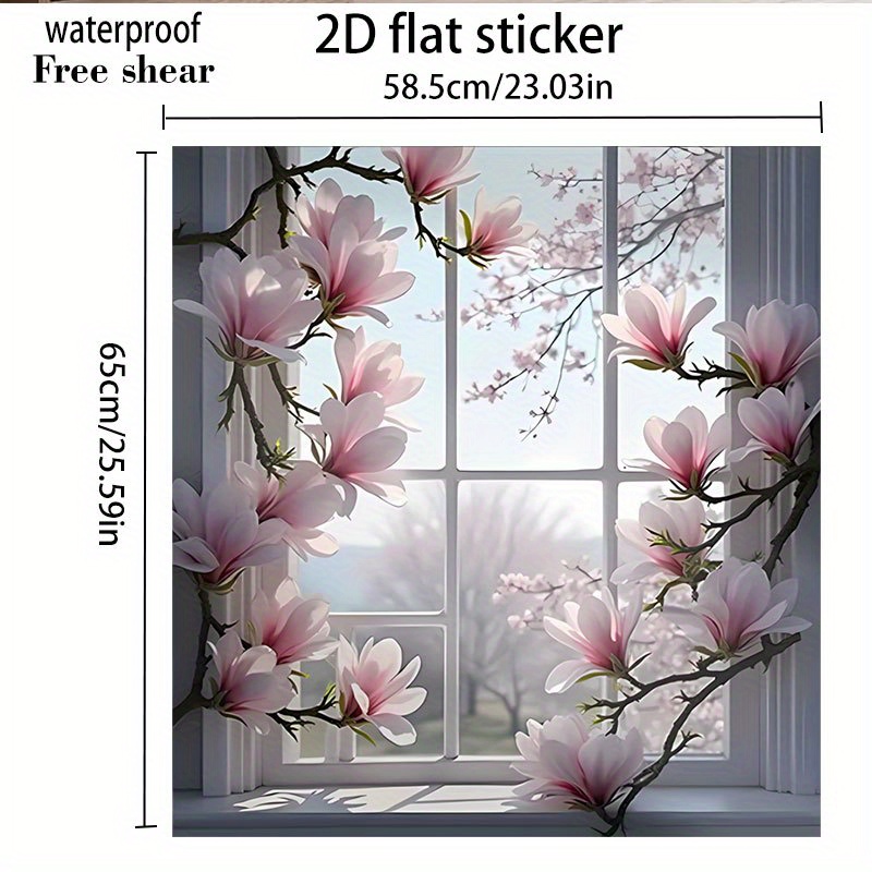 TEMU 2d Flat Pattern - 2pcs Pink Cherry Branch Design Flat Pattern Sticker Set, Perfect For Applying To Surfaces Such As Dishwashers, Washing