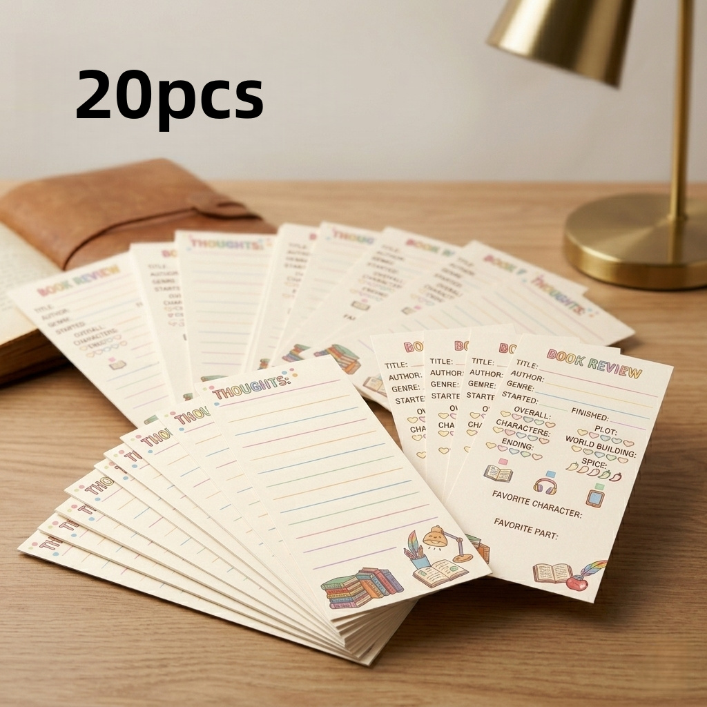 TEMU 20pcs Book Reading Notes Bookmarks, Thick Hard Cardstock | Multi- Reading Record Cards | Includes Plot And | Suitable For Book Lovers And Book