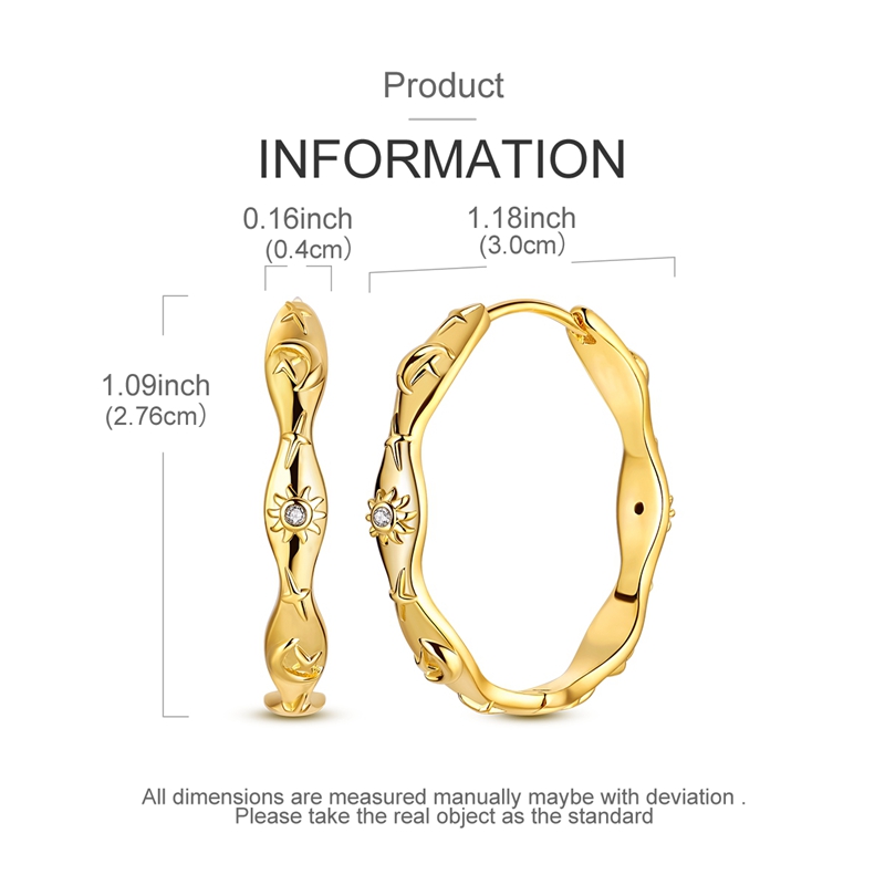925 Silver Golden Starry Curve Earrings