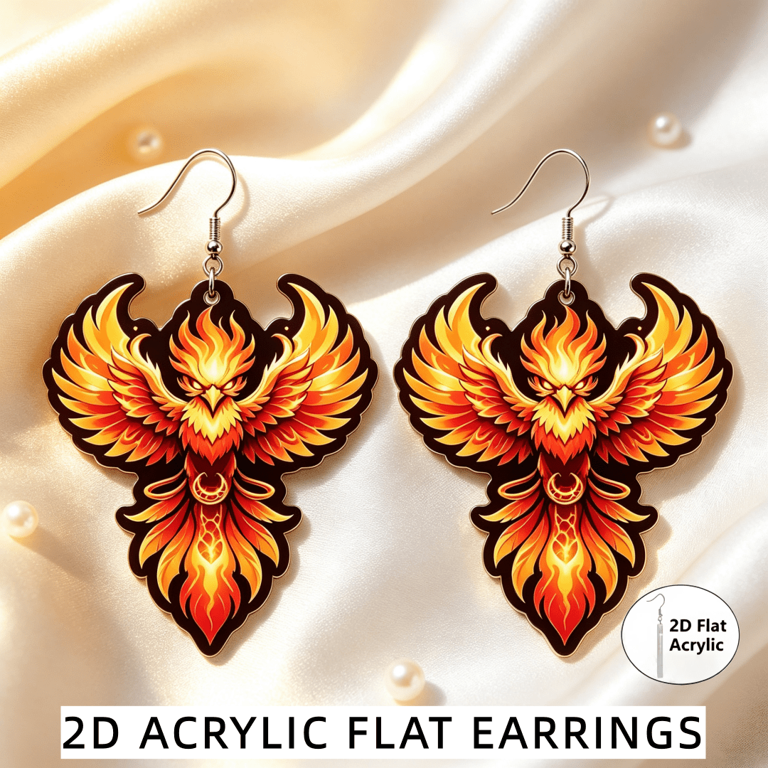 Women's Phoenix Bird Pattern Acrylic Dangle Earrings
