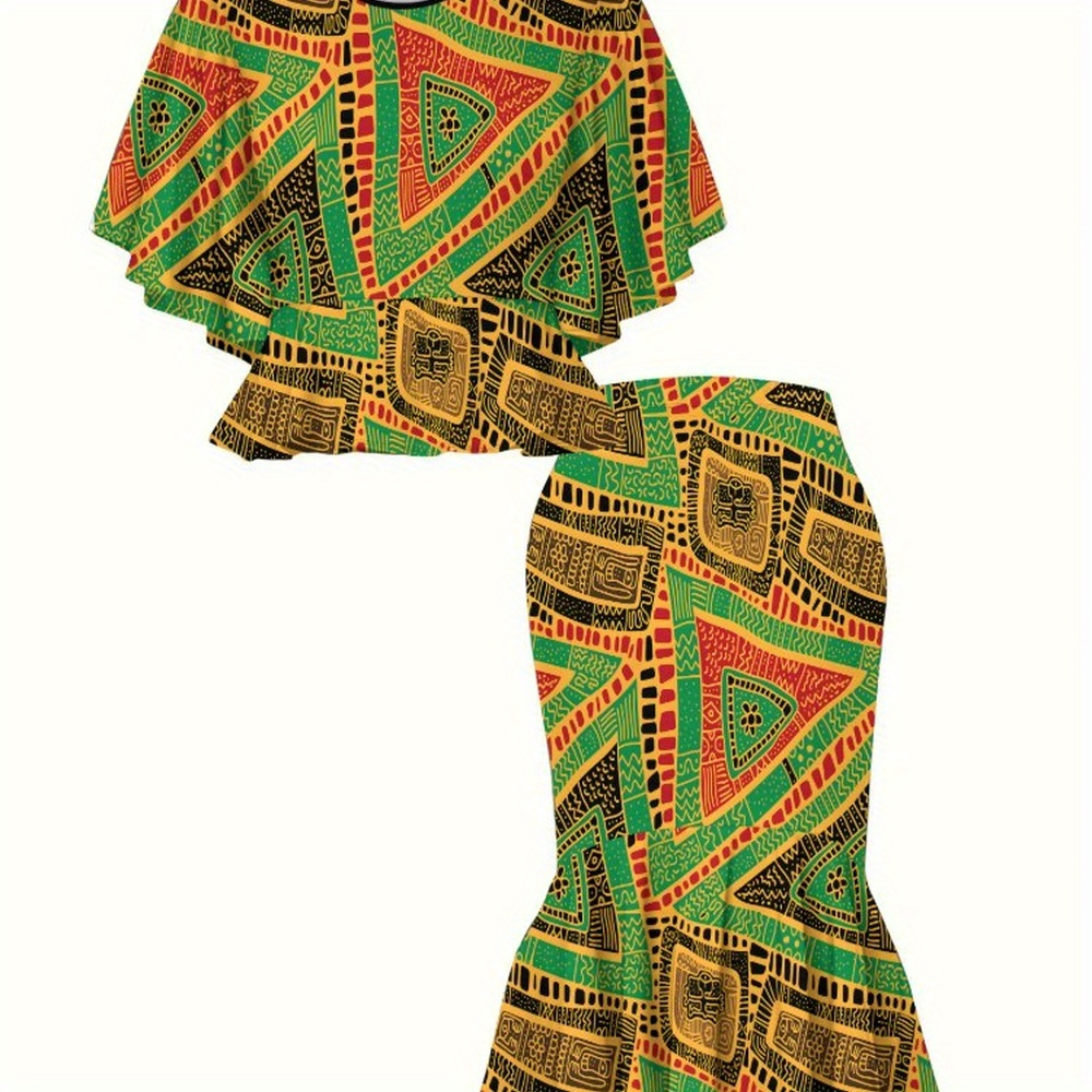 TEMU A Stylish And Elegant Four-season Set Made With 3d Printing, Featuring A Versatile Skirt With Directional Prints, Perfect As A Gift For A Form-fitting Design And Classic Totem Fashion