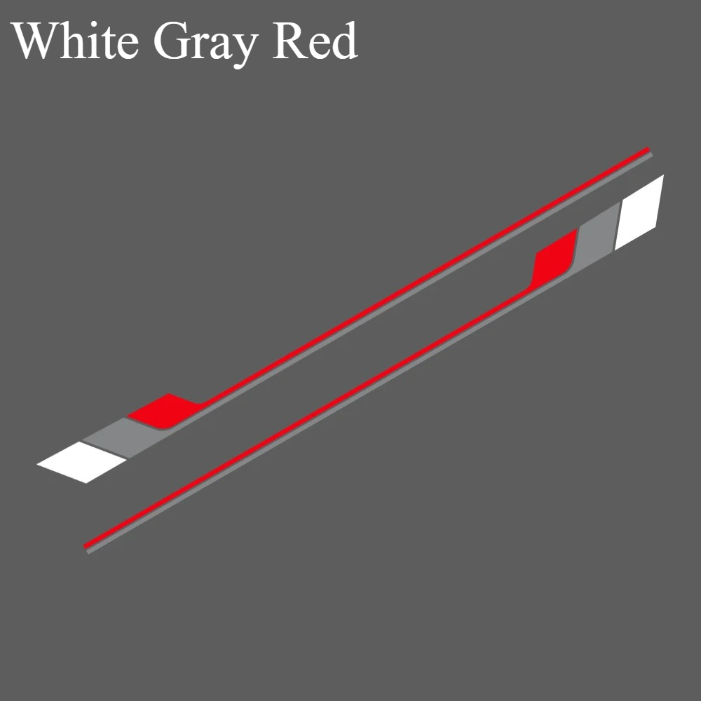 Image of 2pcs Red Gray And Black Sporty Style Car Stickers Are Waterproof And Durable For Cars Truck Suv Door Waistline Stickers Car Side Skirts Dragline Stickers A Must-have For Car Beauty Enthusiasts