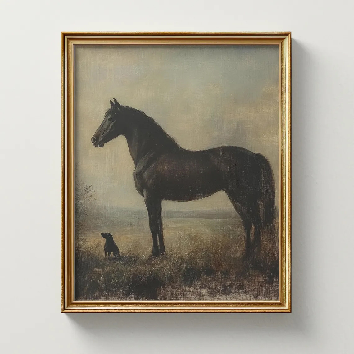 TEMU Art mural plat 2D, 1 pièce, , Peinture à l'huile de cheval vintage, Impression de chevaux , Impression de chevaux dans un , Art mural de cheval,