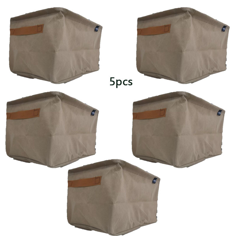 TEMU Lot de 5 grands paniers de rangement pliables avec cadre en plastique robuste et tiroirs étiquetés - Boîtes de rangement empilables pour