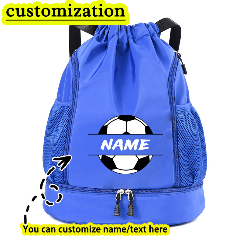 TEMU Customizable Name/text Football Print Backpack With Shoe Compartment & Wet/dry Separation - Large Capacity Lightweight Suitable For Travel, Gym,