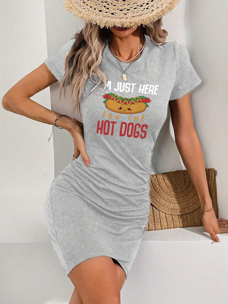 bodycon tight t shirt dress Summer Cotton Blend T-Shirt Dress Short Sleeve V-Neck Bodycon Mini Dress for Women