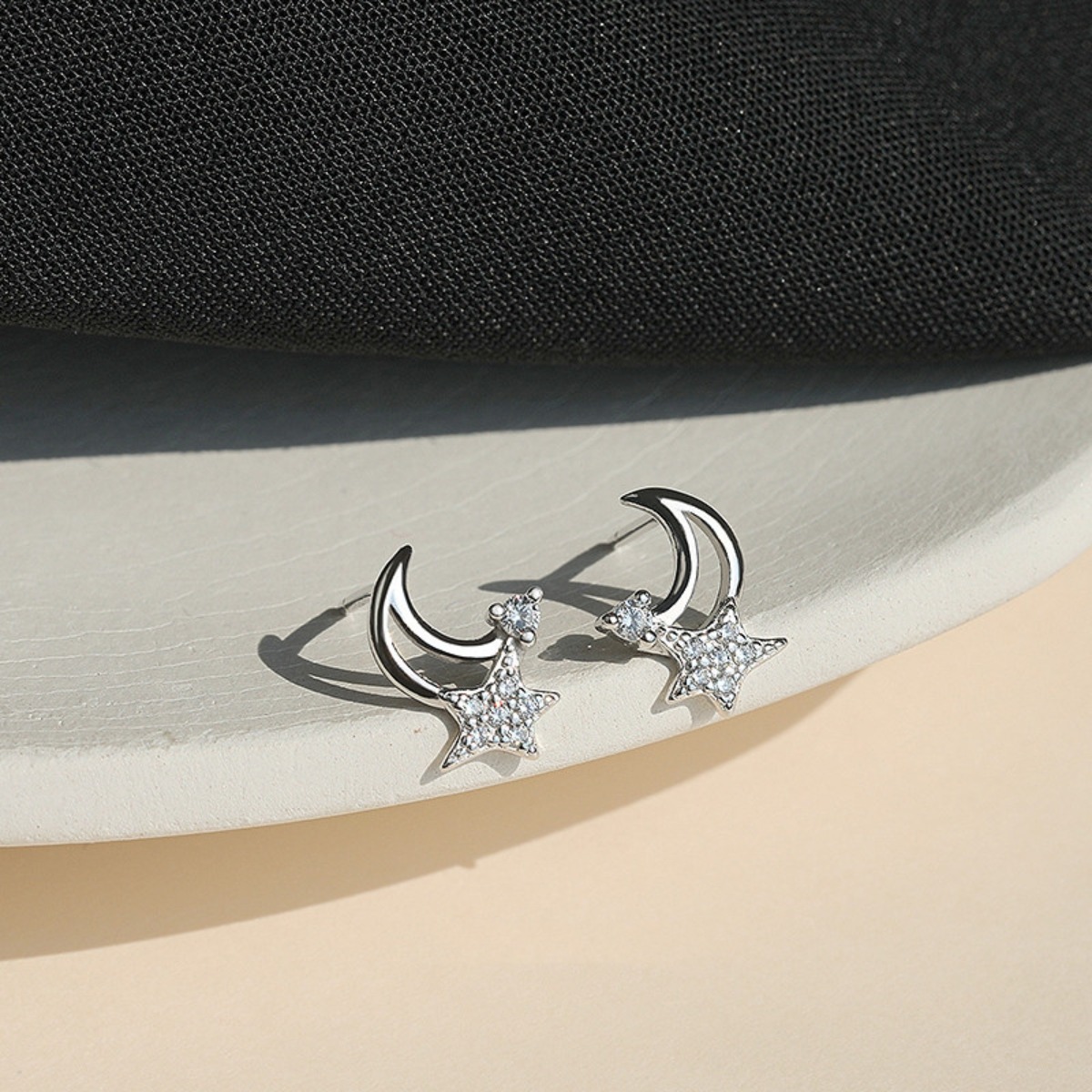 Plated Moon & Star Earrings, Elegant Gift for Women