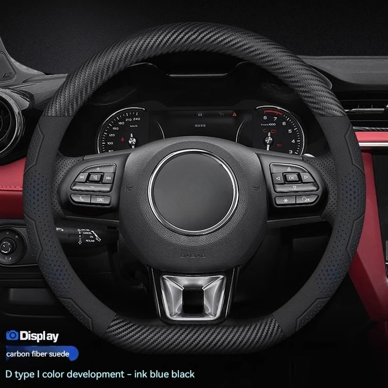 TEMU Carbon Fiber Suede Microfiber Faux Leather Anti-slip Steering Wheel Cover For , Zs, Hs, Gs, Gt, Ezs, For Mg3, For Mg5, For Mg6, And For Mg7 -