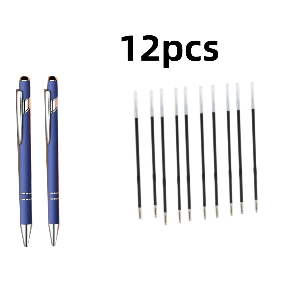 TEMU Set di 12 penne a blu: 2 penne pi羅 10 ricariche - Penne gel retrattili in metallo con funzionalit� touchscreen, adatte per l'uso .