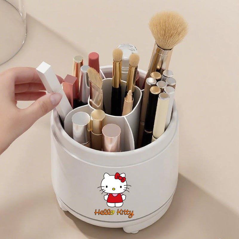   genuine 360 rotating makeup brush organizer with dustproof lid desktop pen holder and eyebrow eye shadow brush storage box Product details 3