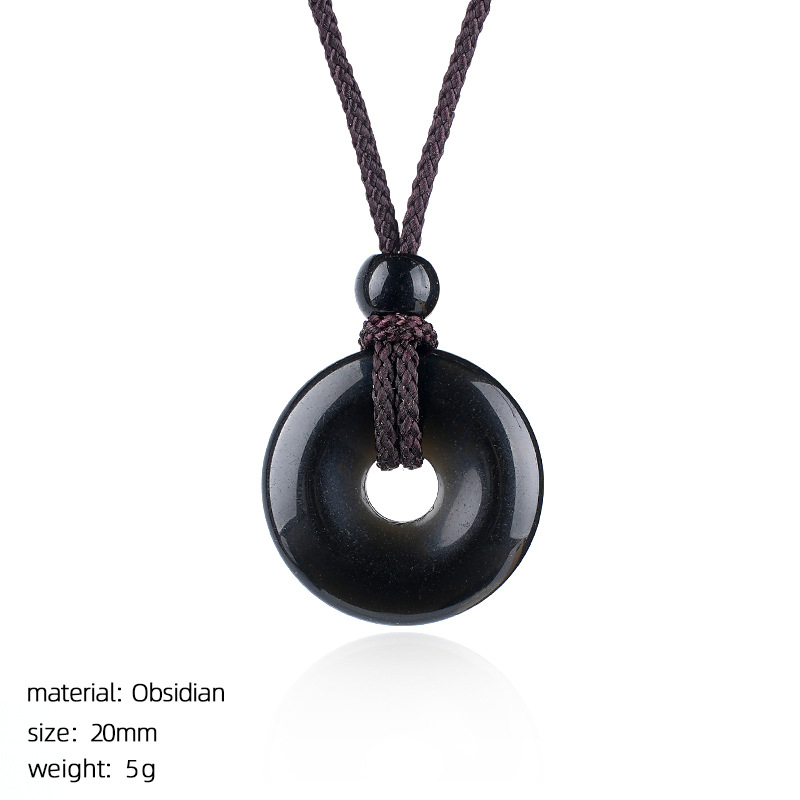 Natural Stone Carved Chinese Safety Knot Pendant Necklace