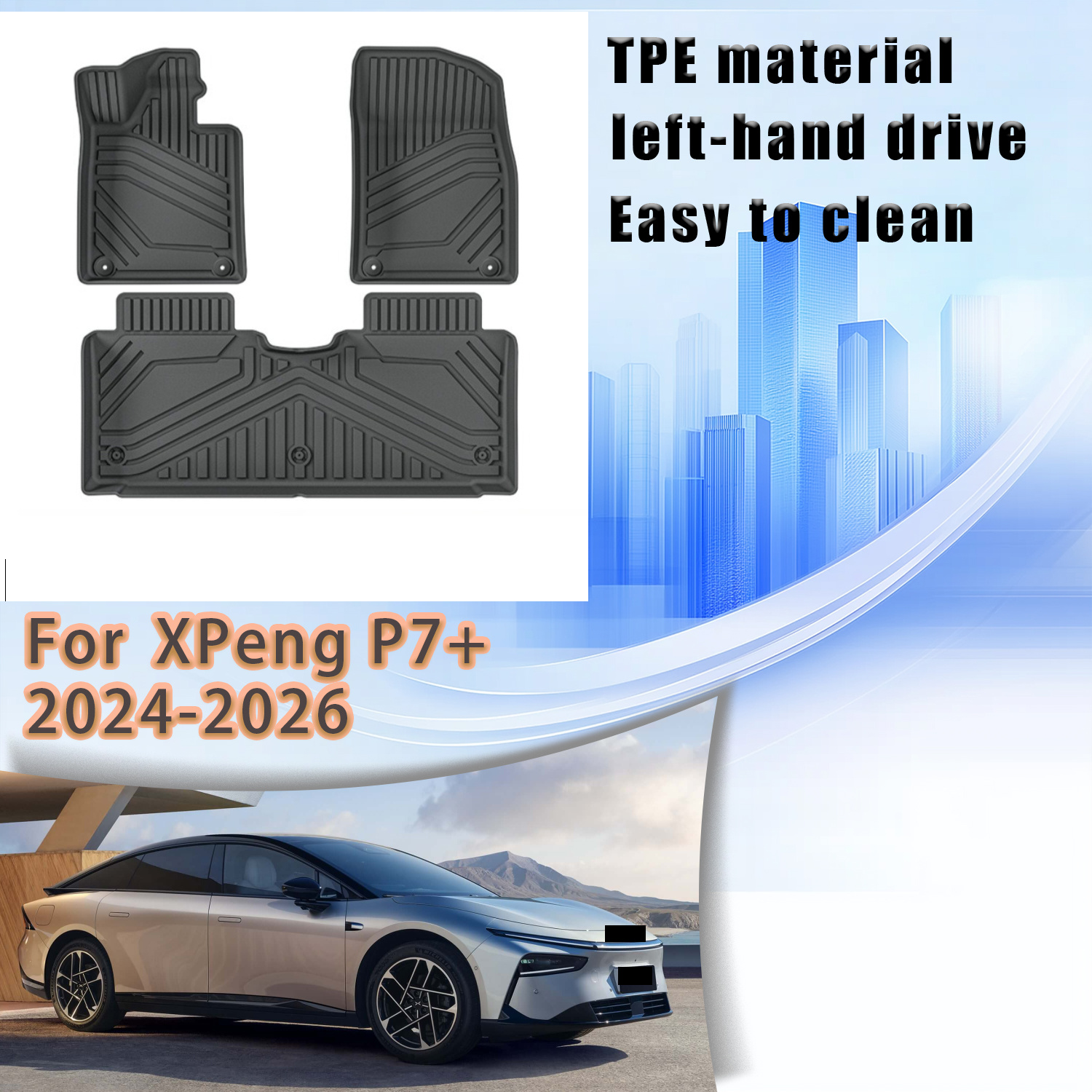 TEMU Car Floor Mat For P7  2024-2026 Anti-slip And Wear-resistant Full Set Easy To Friendly Type Automotive Interior Additions