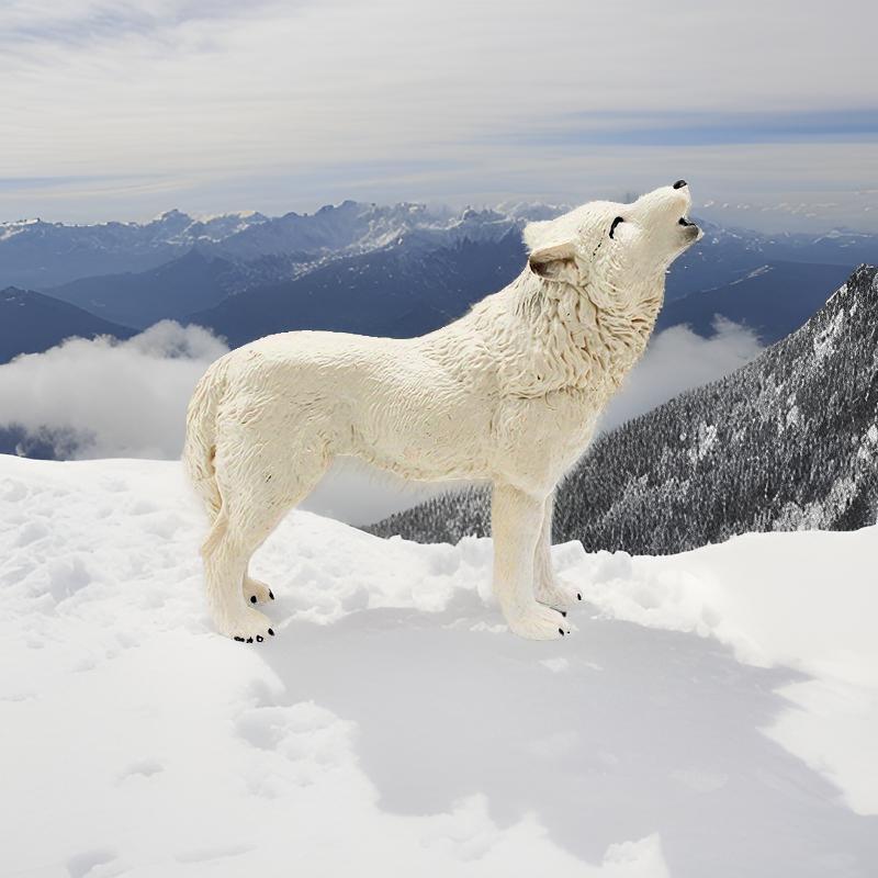 

5pcs Arctic Wolf Figurine Set, Resin White Wolf Statues, Static Animal Model, Educational Display, Suitable For 14+, & Kitchen Decor, For Christmas Decoration, No Batteries Required