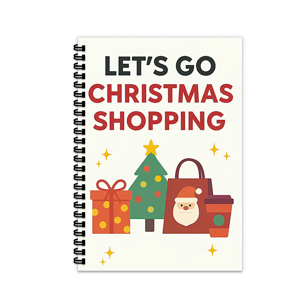 TEMU A Single Christmas Shopping Notebook That Contains For Shopping And Themed Note Pages, With A Vibrant Cover That ' Go Christmas Shopping' And