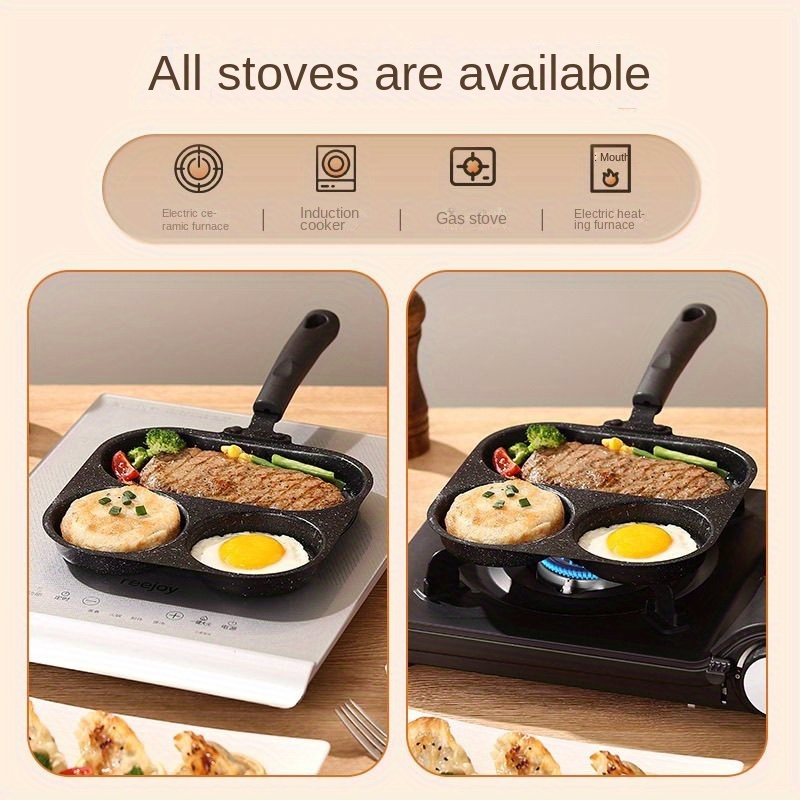 3 in 1 non stick cast iron breakfast pan multi use egg steak and flat bottomed frying pan for sausages eggs and more sausage cooking tool modern kitchenware durable cookware Product details 7