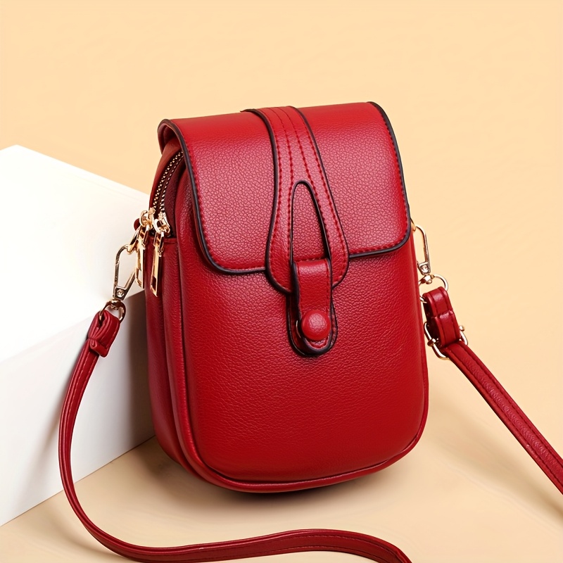 TEMU Un nouveau sac à téléphone multifonctionnel à double couche avec poche pour femmes, élégant et polyvalent avec une grande capacité, parfait pour
