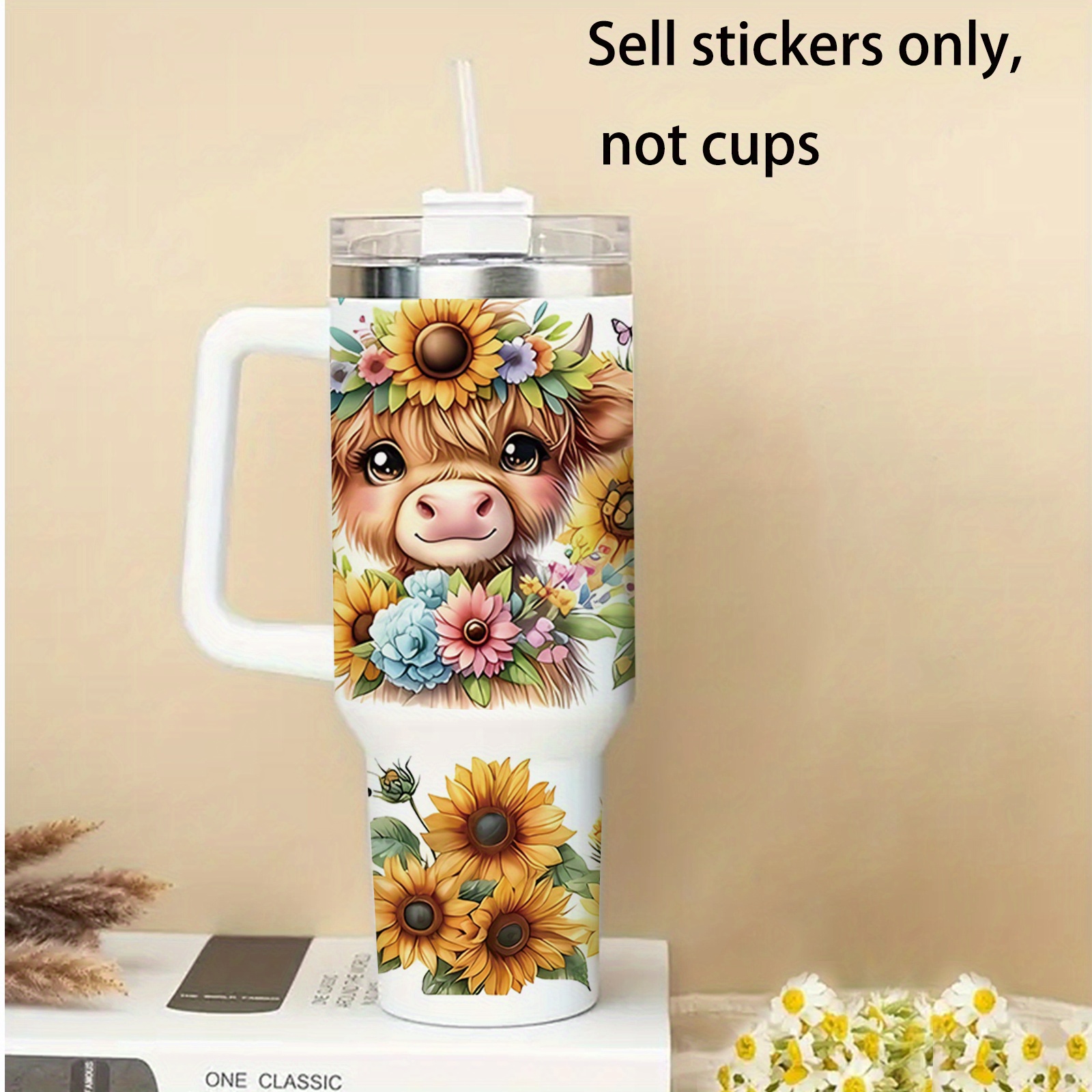 TEMU Set Of 2 Creative Patterns To Enhance Of Removable Cup Stickers Suitable For 40 Ounce Glasses, Cups, Bottles, Daily Necessities, Etc., Art