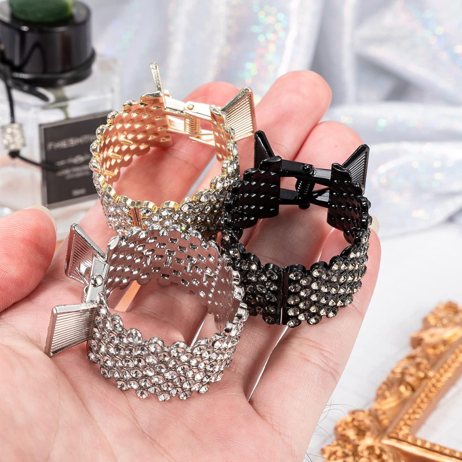 TEMU Ensemble de 3 pièces de serre-tête brillant pour queue de cheval haute, accessoires de cheveux magnifiques et uniques adaptés aux coiffures