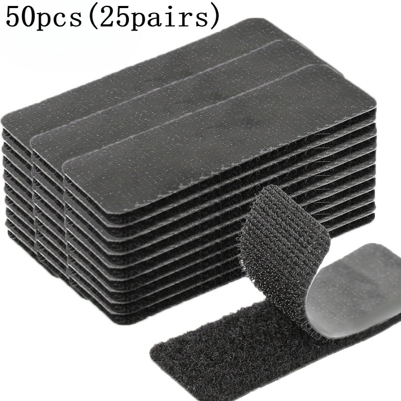 50/100pcs Black Self-adhesive Hook And Loop Tape, Removable And Reusable, No Screws Required, Suitable For Furniture, Office Sofas, And Sewing