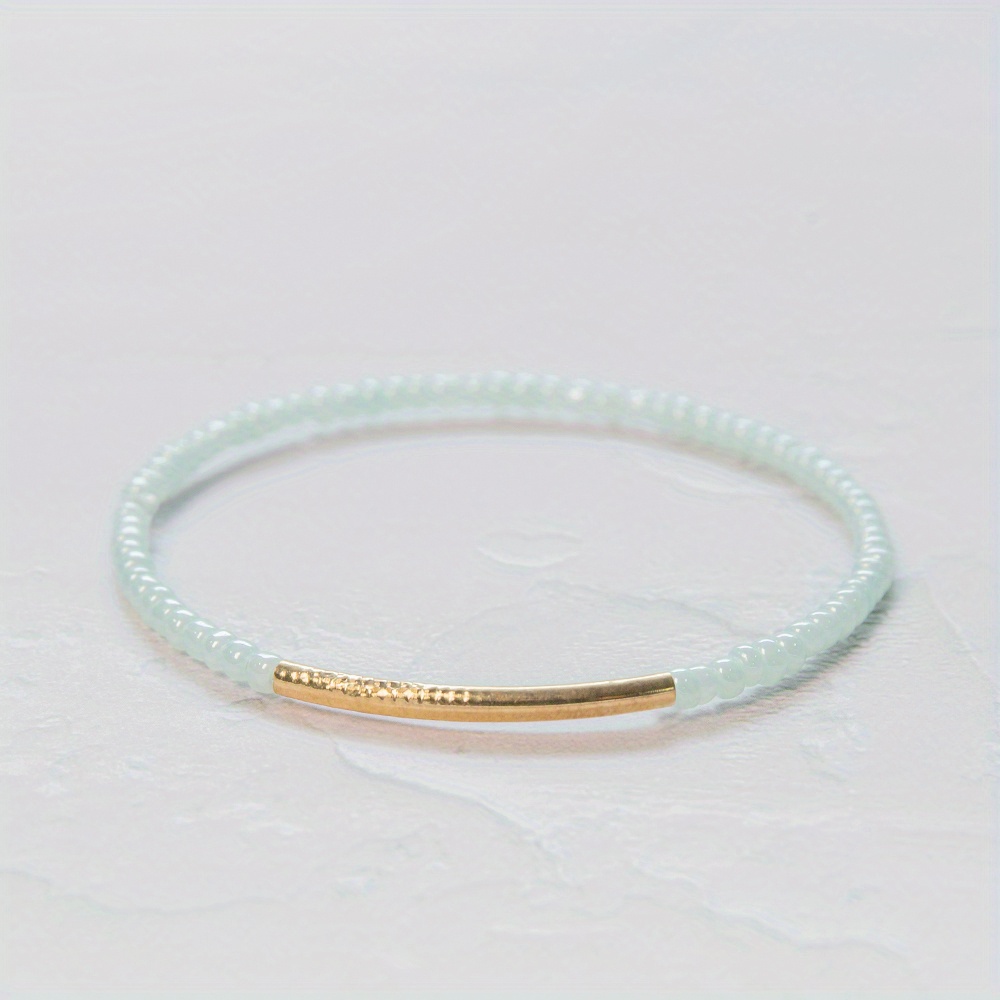 TEMU Bracelet minimaliste bleu en perles de synthétique avec breloque - Accent , perles et breloque adaptés à un port , élégant toute l'année