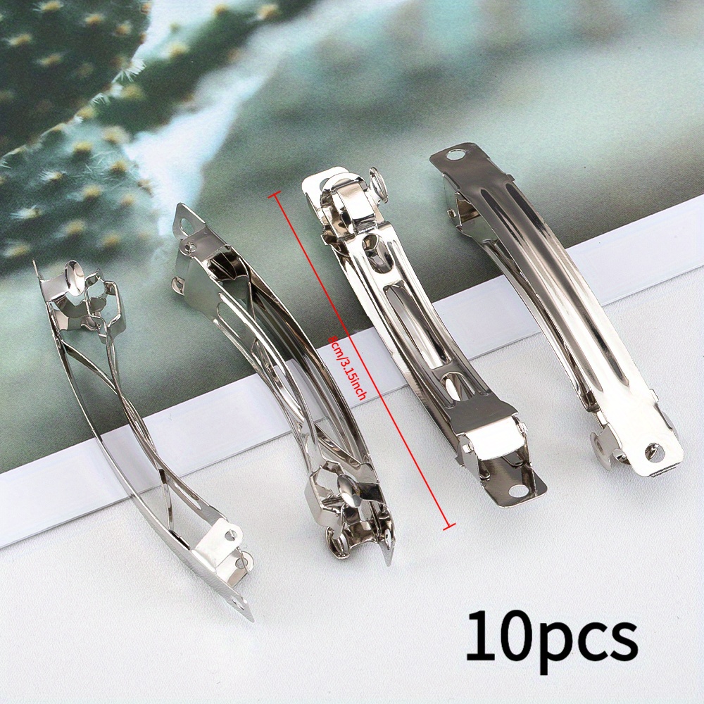 Image of 10pcs Lightweight Metal Spring Clip Bases For Diy Handmade Women's Hair Clip Accessories