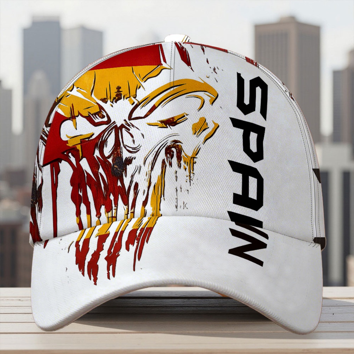 TEMU Gorra de béisbol de 1 pieza con calavera y española, adecuada para correr y actividades al aire libre, gorra unisex con los colores de España,