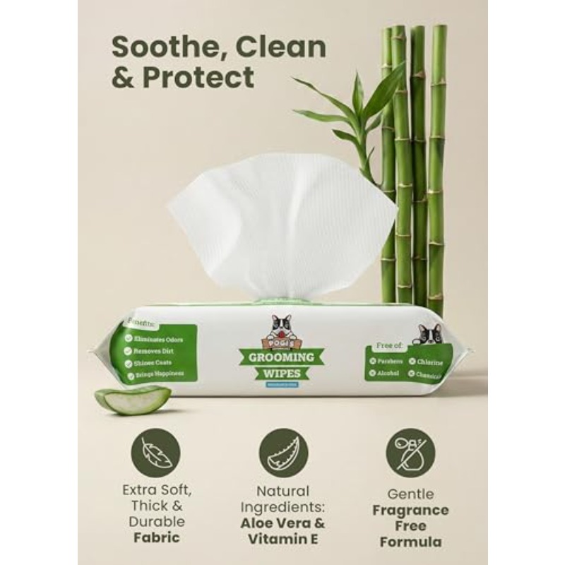 Pogi's Hypoallergenic Dog Wipes Suitable for Paws, Body & Butt Cleaning, Hydrating Suitable for Breeds, Sensitive Skin, Fragrance-Free, Gentle for Puppies & Dogs, -the- Pet Care