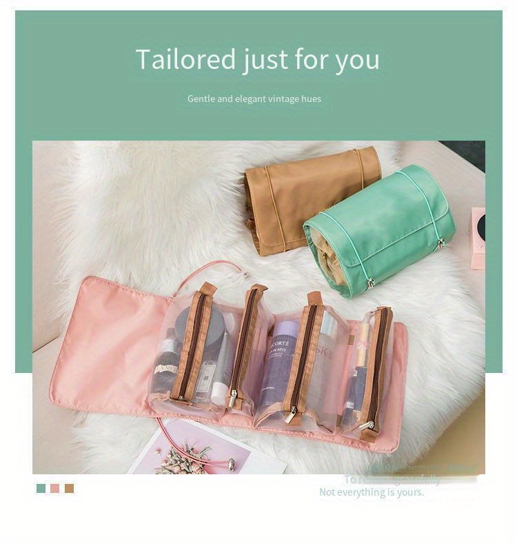 1pc travel accessory essential travel item ideal for travel and   new   makeup bag portable travel toiletry bag with detachable large capacity cosmetic organizer portable travel storage box handbag style suitable for makeup and Product details 0