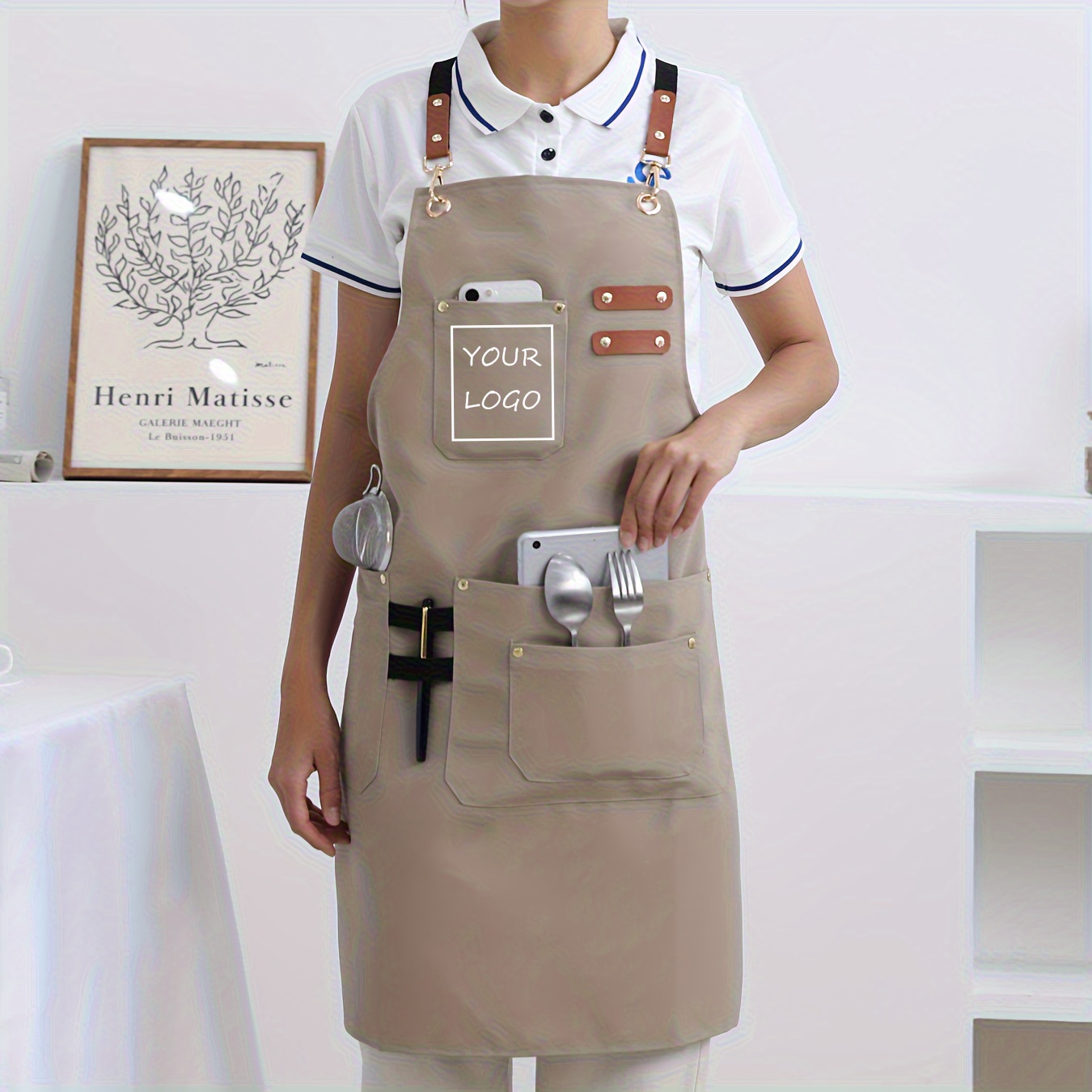 TEMU 1 grembiule personalizzabile con foto o testo, design gamma, e traspirante, con quattro tasche, per l'uso in ristoranti, cucine e altre ,