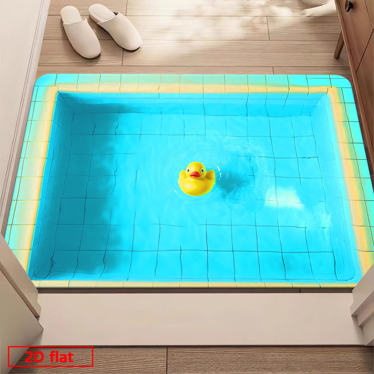 TEMU 1 tapis antidérapant absorbant lavable en machine - Design imprimé HD Canard jaune pour piscine, tapis de bain pour salle de bain, cuisine,