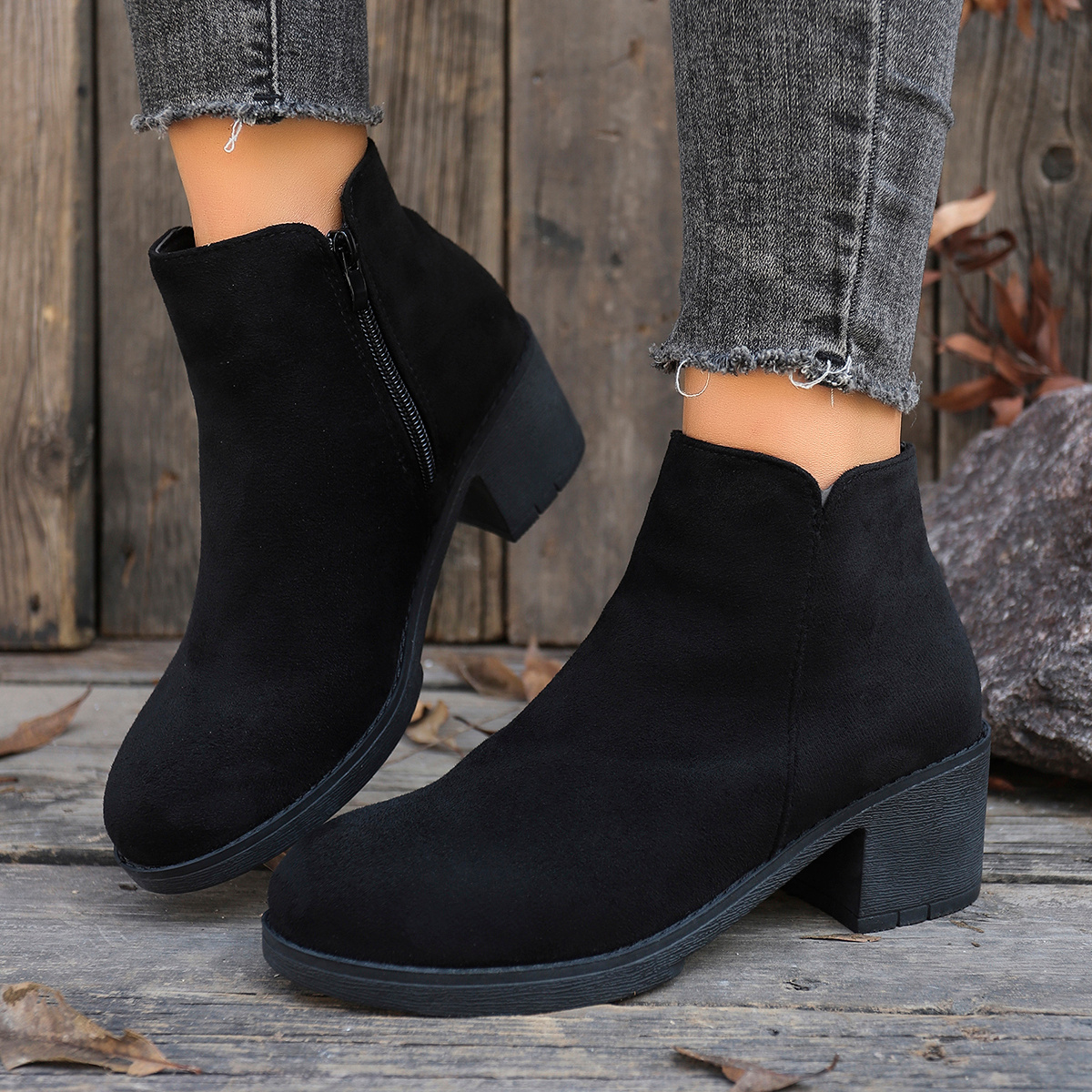 short black boots for dresses Rokment Black High Heels Dress Boots for Women Ladies Winter Fall Suede Pointed Toe Slip on Pumps Short Ankle Booties, Women's, Size: 7.5