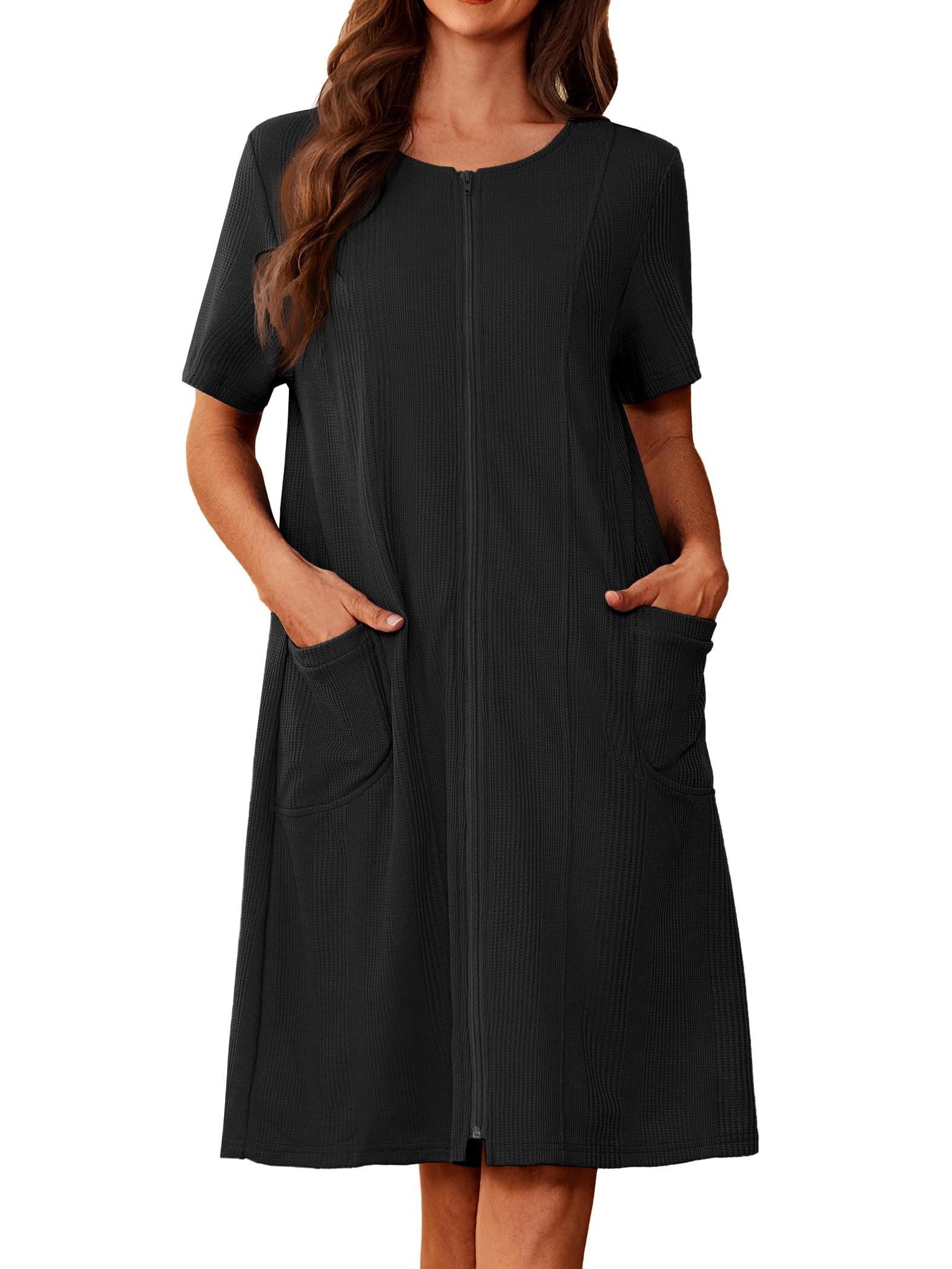 womens zip front bathrobe with pockets durable high quality robe