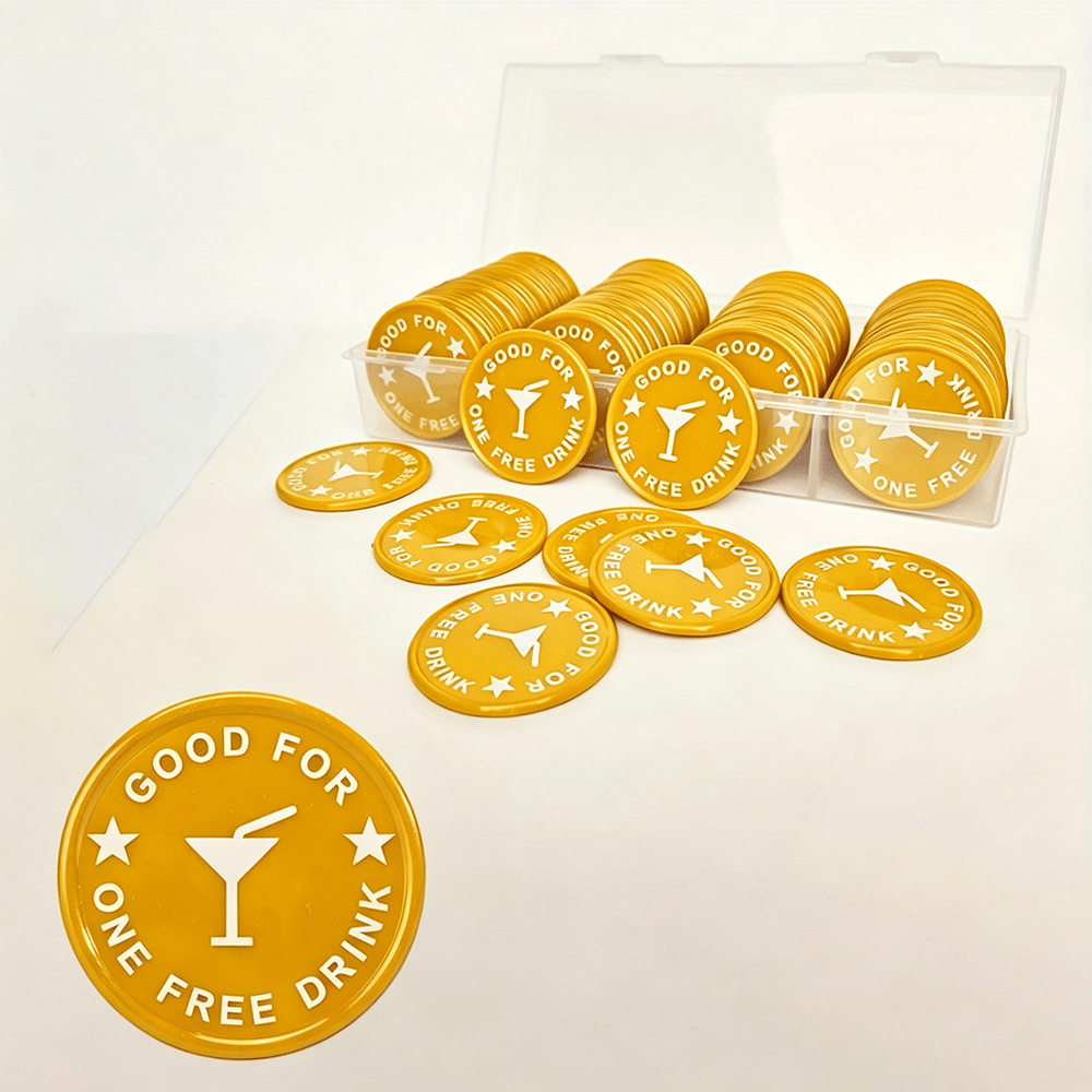 TEMU 100 pezzi Gettoni per Bevande Personalizzati con Testo Personalizzato, Gettoni in Plastica PS Qualit� con Scatola di Conservazione , Gettoni per