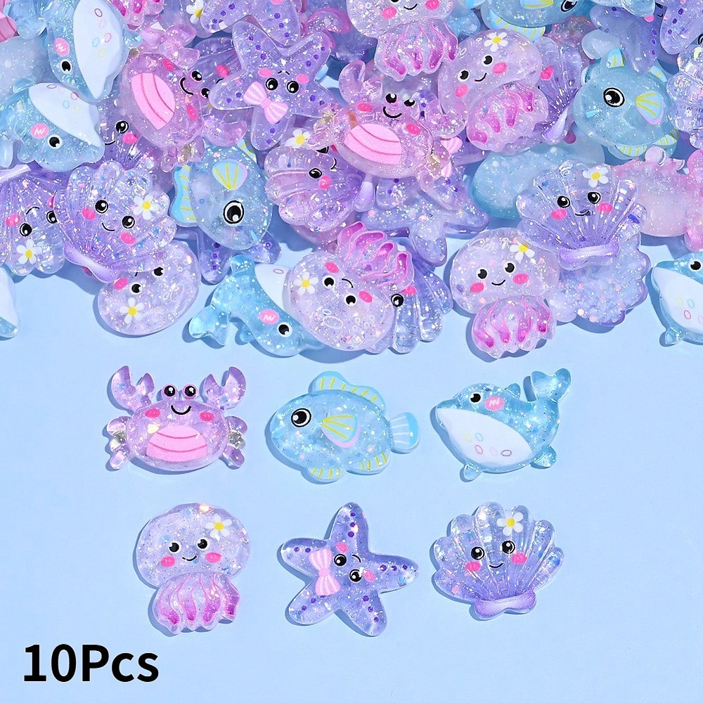 TEMU 10 piezas de 19-24 mm, aleatoria de mini apliques artísticos de resina con pedrería de estrella de espalda , serie colorida, accesorios para