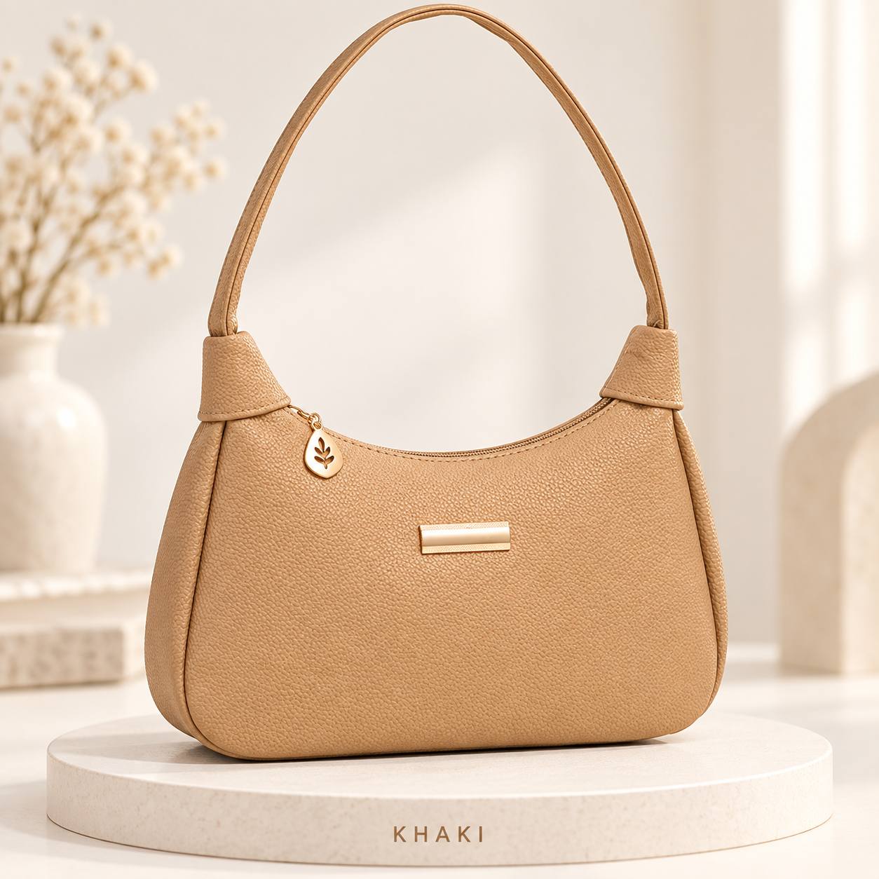 TEMU Women's Easy Lychee Texture Crescent Bag Small Versatile Zipper Shoulder Underarm Bag, Women's Shoulder Bag, Women's Tote Bag, Women's Crossbody