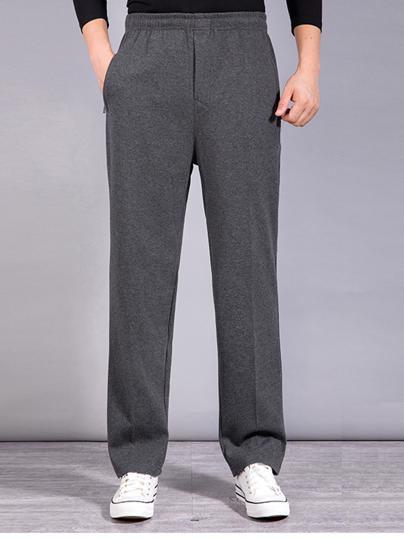 mens heavy duty thermal pants elastic waist belt loop solid Temu