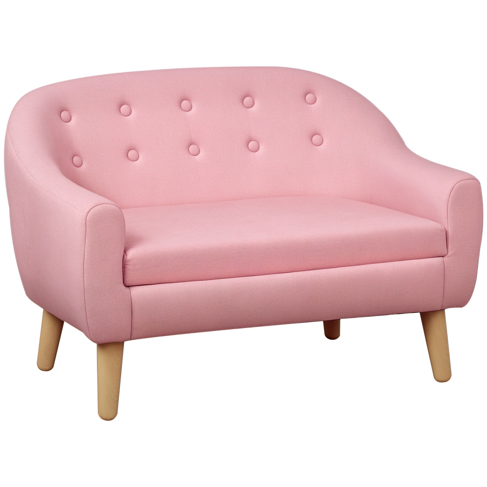Qaba 2-Seat Kids Sofa, Toddler Sofa Couch, Sofa Chair for Ages 3-7, Pink