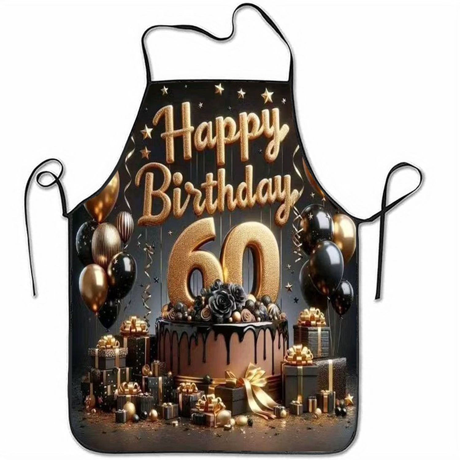 TEMU [open ] 1pc 60th Birthday Celebration 1 Design, Printed Sleeveless Apron, Unisex Home Use, Home Kitchen Baking Work Apron, Best Gift For Of The